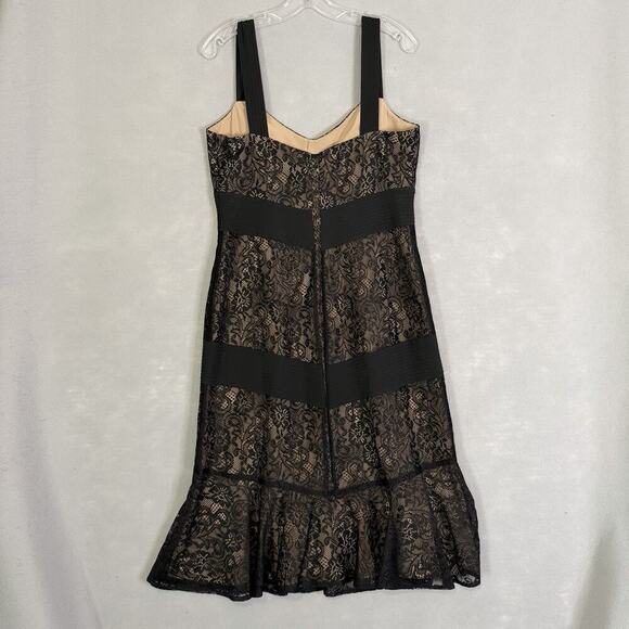 Loft Dress Women Sz 10 Midi Length Lace Mermaid Ruffle Party Holiday Classy LBD - Picture 2 of 16